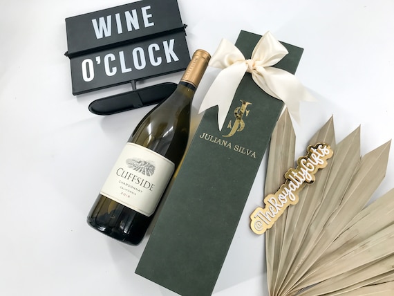 BOX ONLY Personalized Wine Gift Box With Satin Ribbon Custom