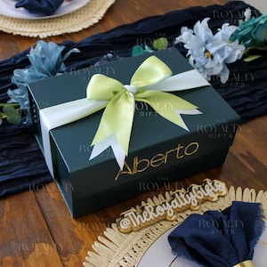 MAGNETIC BOX ONLY Navy Blue Personalized Empty Gift Box With Ribbon Bridesmaid Proposal Corporate Birthday Wedding Gifts Build Your Own Box