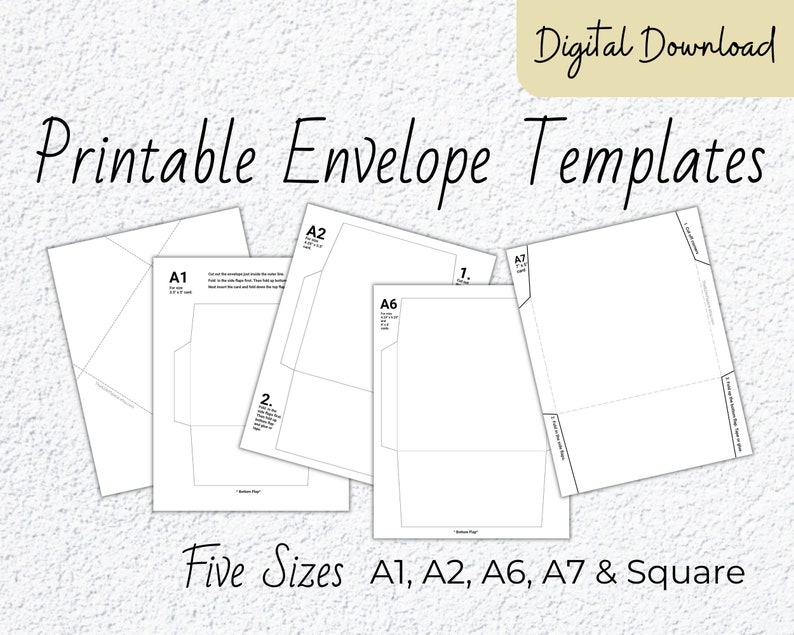 Printable Envelope Templates Sizes A1 A2 A64x6 A77x5 & Etsy Australia