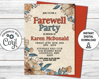 Farewell Party Invitation, Going Away Party Invitation, Retirement Party Invitation, Goodbye Party Invitation, Editable Template