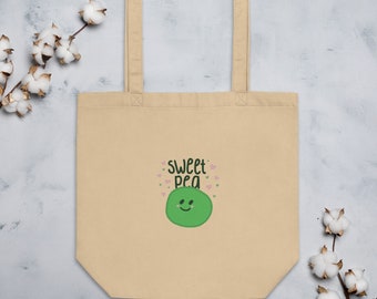 Sweet Pea Eco Tote Bag | Canvas bag, aesthetic tote bag, over the shoulder bag, reusable tote bag