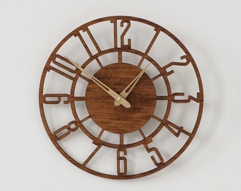 Wood wall clock with numbers, Modern wall clock with numbers, Wall clock wooden, Wall clock unique large, Oversized wall clock farmhouse