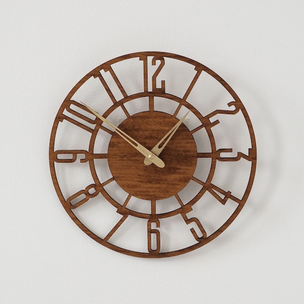 Wood wall clock with numbers, Modern wall clock with numbers, Wall clock wooden, Wall clock unique large, Oversized wall clock farmhouse