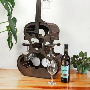 Wood Wine Holder Wine Barrel Rack Wine Bottle Rack Cello Wine Cabinet Guitar Wine Rack Bar Ware Wine Holder Rack Wine Rack Countertop Etsy