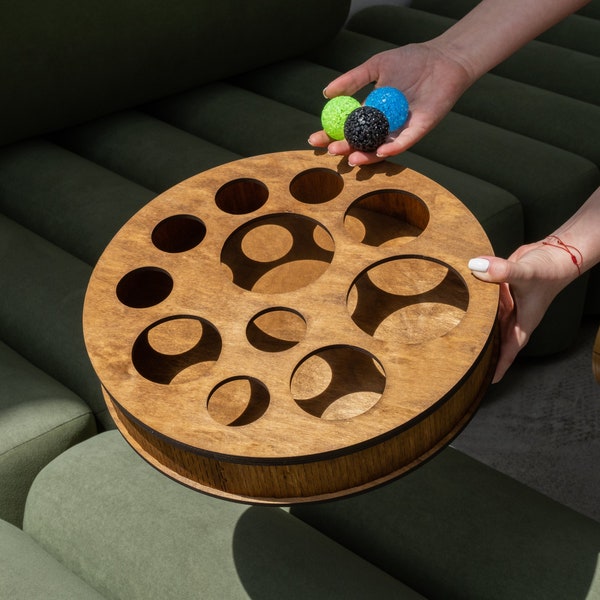 Interaktives Katzenspielzeug, Spielzeug für Katzen, Katzenkugeln Jagdbox, Spielzeug für Katzen, Modulares Katzenspielzeug, Katzenspielzeug aus Holz, Katzenspielzeug