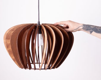 Abat-jour moderne, lampe moderne du milieu du siècle, lustre en bois, abat-jour en bois, abat-jour suspendu, lustre en bois d'éclairage