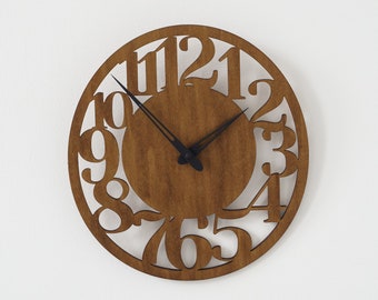 Horloge murale surdimensionnée en bois, horloge murale moderne, horloge murale ronde, décoration murale, horloge murale avec chiffres, horloge murale décorative