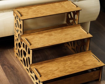 Wood dog stairs for tall bed, Dog steps for high bed, Dog ramp for small dog, Wood dog steps, Wooden pet stairs, Pet steps for bed