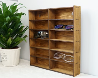 Sunglasses display stand, Sunglasses holder for wall,Sunglasses stand wooden,Glasses shelf,Glasses rack,Glasses stand wood,Glasses organizer