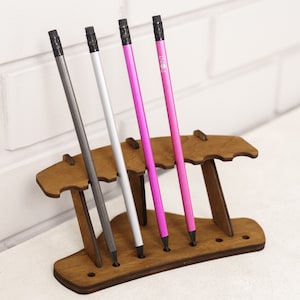 Curved pen holder, Multi pen holder, Pen holder for desk wood, Vertical pen stand, Pen stand wooden, Pen display rack, Pen desk organizer