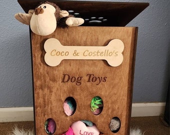 Personalized Dog Toy Box, Wooden Dog Toy Box, Dog Toy Box For Small Dogs, Dog Toy Storage Box, Pet Toy Box,Custom Pet Toy Box,Dog Toy Basket