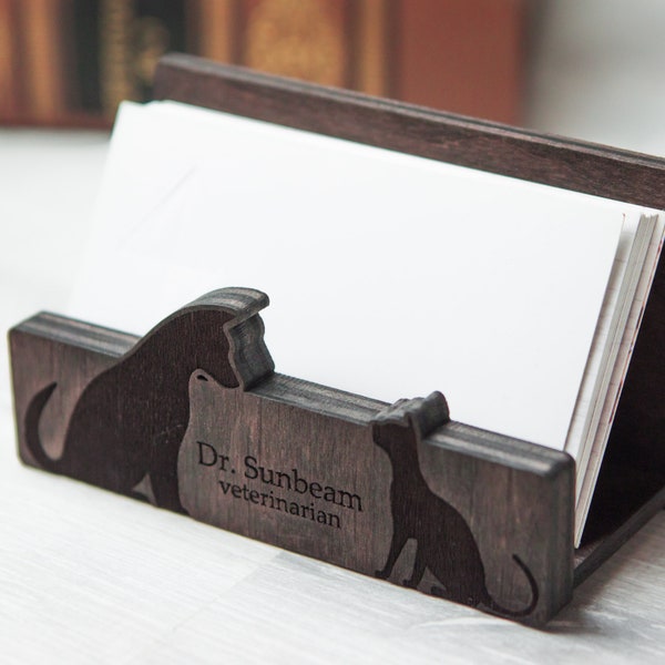 Veterinarian Business Card Holder, Personalized Card Holder, Wood Card Stand, Doctor Card Holder, Business Card Case, Business Card Display