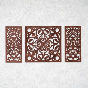 Mandala wood wall decor, Mandala wooden wall art, Mandala wall panel, Wood wall art set of 3, Boho wall art set of 3, 3 panel wood wall art