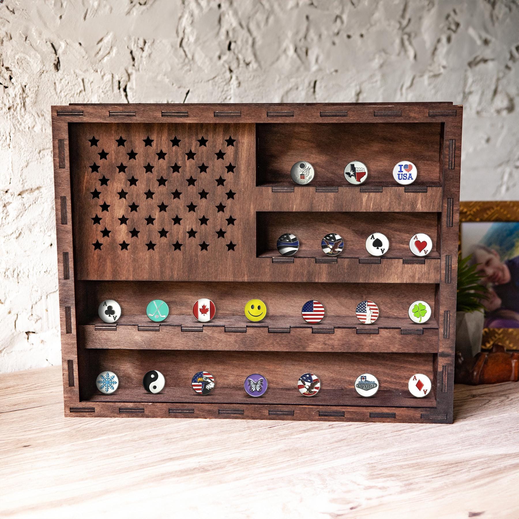 ゴルフボールマーカーディスプレイスタンド、ゴルフマーカーホルダー