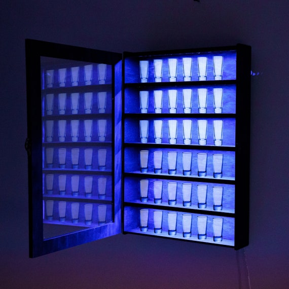 Lighted shot glass display case deals