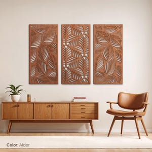 Leaf wall art wood, Leaves wall art set, Wooden leaves for wall, Leaves panel design, Botanical wood wall art, Wood art plants