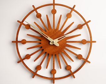 Wall clock sun, Wall clock modern wood, Wall clock geometric, Abstract wall clock, Wooden wall clock home decor, Wall clock unique