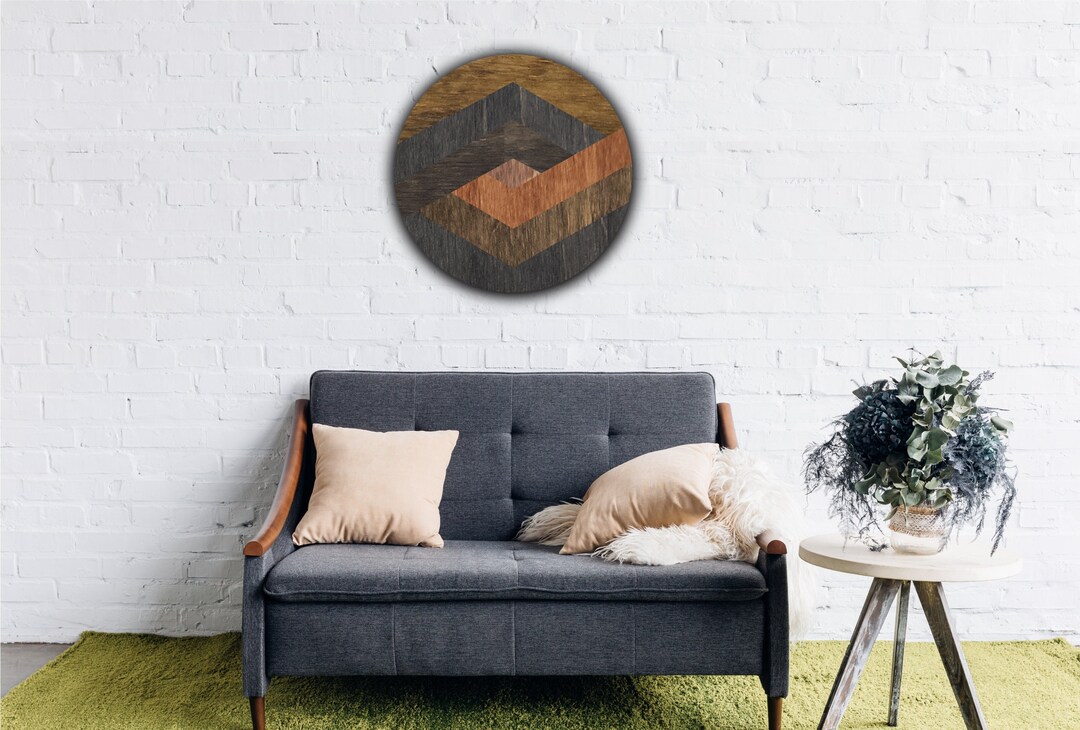 Round Wood Wall Art, Modern Wood Wall Art Large, Geometric Wood Wall Decor, Circle Wood Wall Art