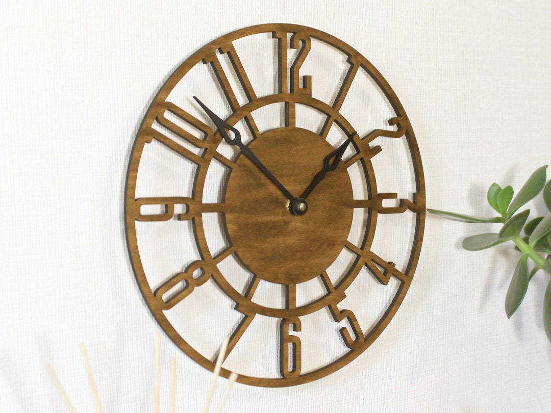 Wood Wall Clock With Numbers Modern Wall Clock With Numbers Etsy