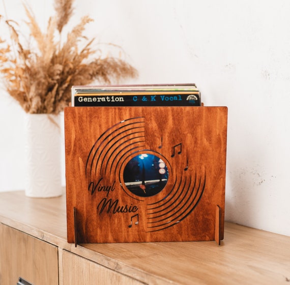 Wooden Vinyl Holder, Vinyl Record Flip Rack, Wood Record
