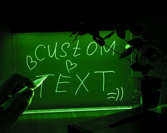 Custom message night light board, Led note board, Acrylic dry erase board with light, Led message board with pen, Blank dry erase board