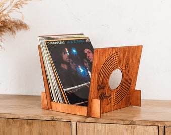 Wooden Vinyl Holder, Vinyl Record Flip Rack, Wood Record