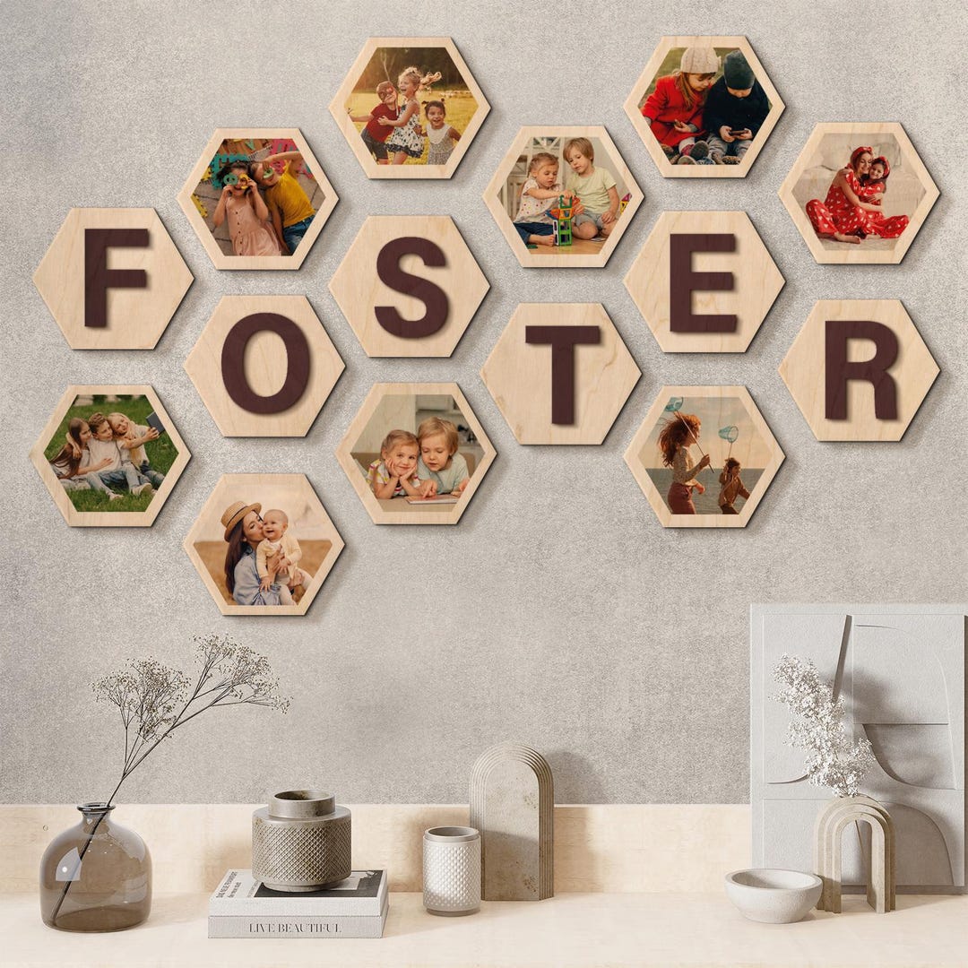 Custom photo wall art hexagon photo collage hexagon wall panel