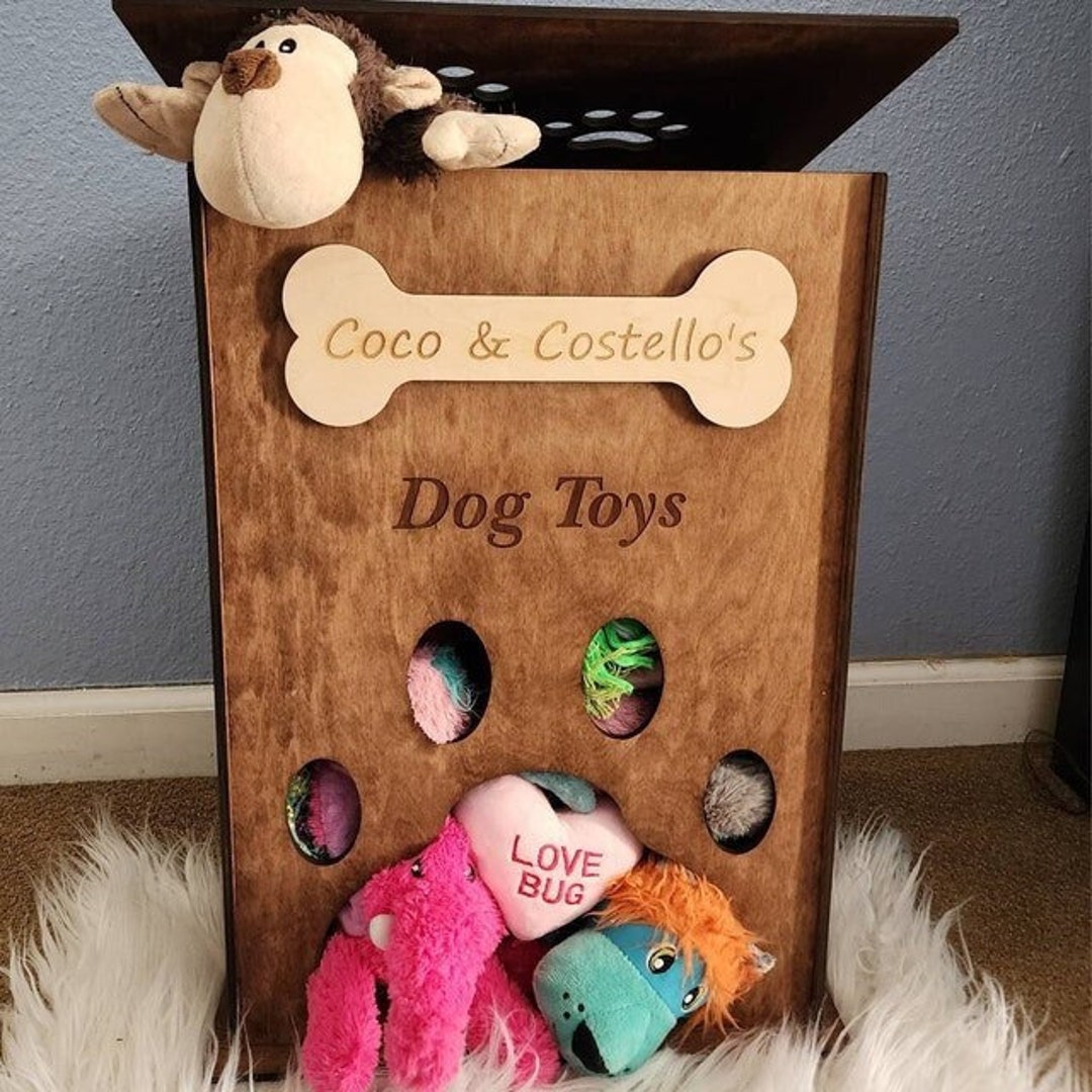 Personalized Dog Toy Box, Wooden Dog Toy Box, Dog Toy Box for Small Dogs, Dog Toy Storage Box