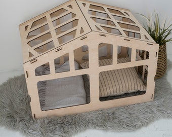 Hundehütte Indoor groß, Hundehütte aus Holz, Hundehütte modern, Hundehütte Holz, Haustierhaus, Hundehütte Möbel, Hundemöbel Bett, Hundezelt Bett