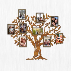 Family tree wood frame, Family tree signs wood, Family tree wall art wood, Family tree wall decor, Family tree with pictures or with photos