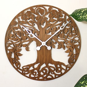 Tree of life wall clock,Wooden wall clock,Tree wall clock,Minimalist clock,Modern round wall clock,Decorative wall clock,Oversize wall clock