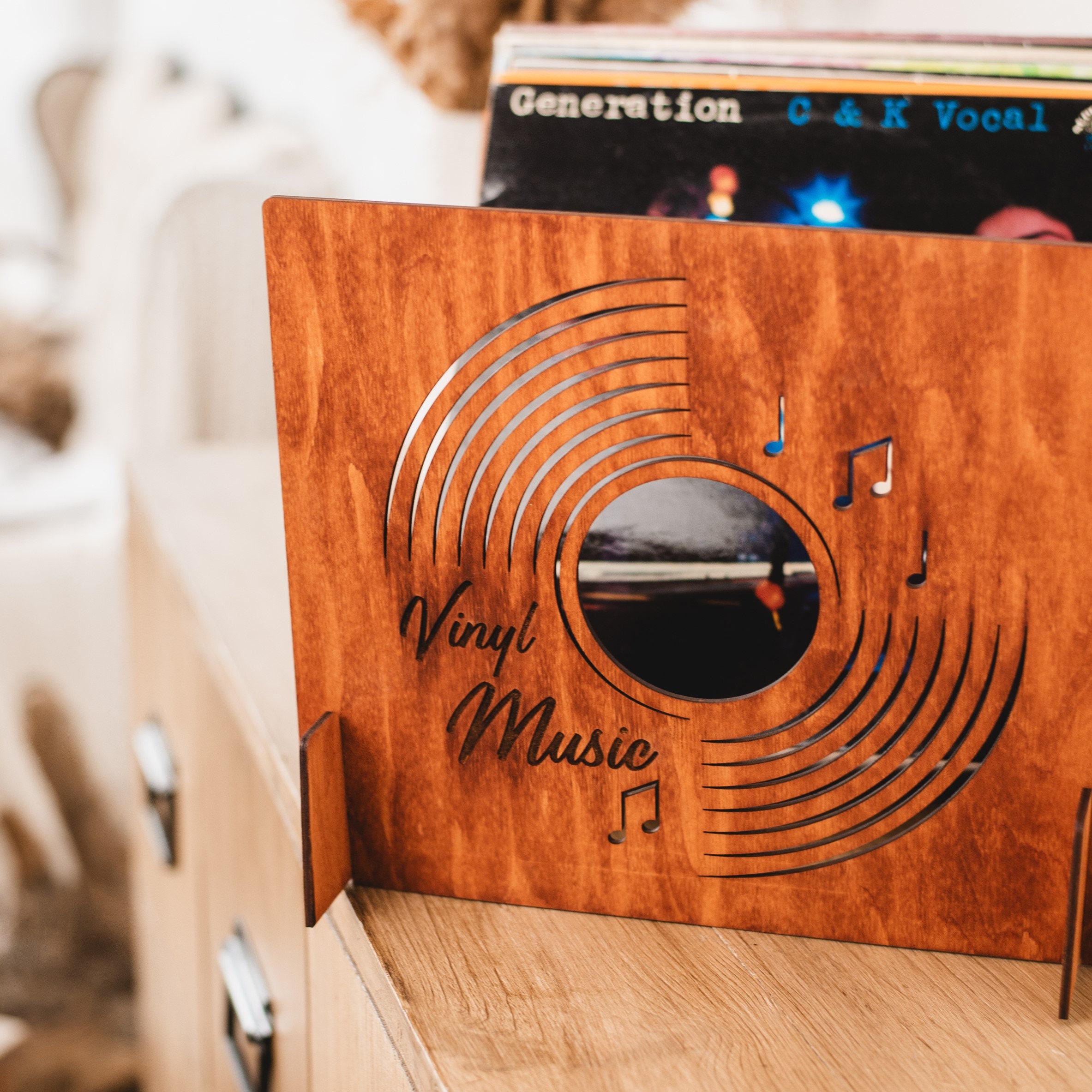 Wooden Vinyl Holder, Vinyl Record Flip Rack, Wood Record