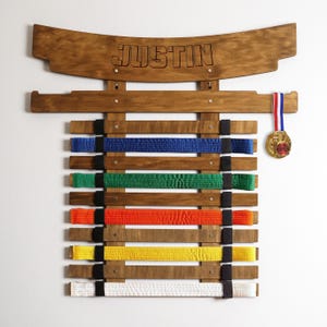 Karate belt display rack, Martial arts belt display, Martial arts belt holder, Taekwondo belt display rack, Karate belt rack wall