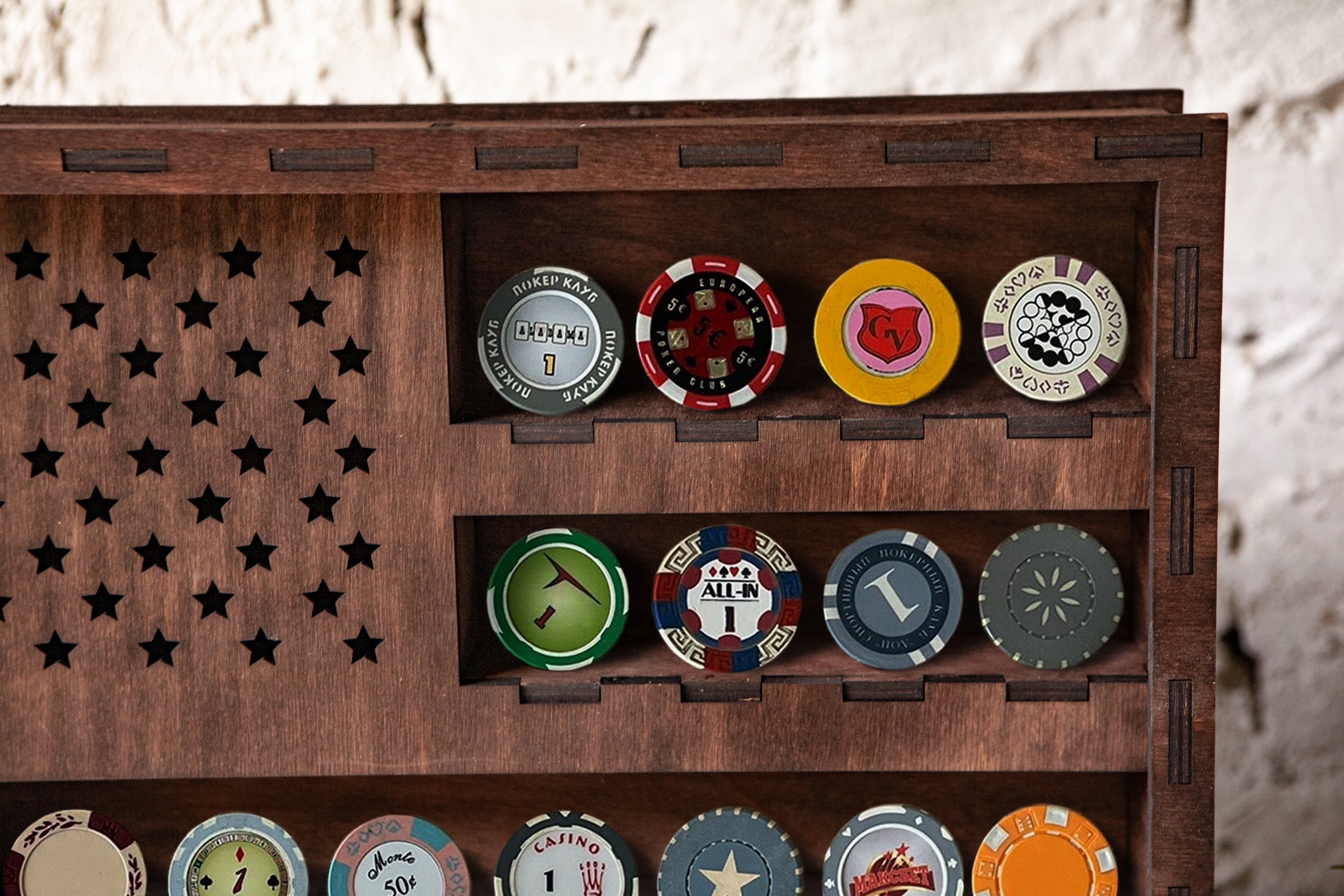 カジノチップディスプレイケース、ポーカーチップボード、ポーカーチップディスプレイフレーム、ポーカーコインホルダー、ポーカープレイヤーギフト、カジノチップホルダーフレーム  - Etsy 日本