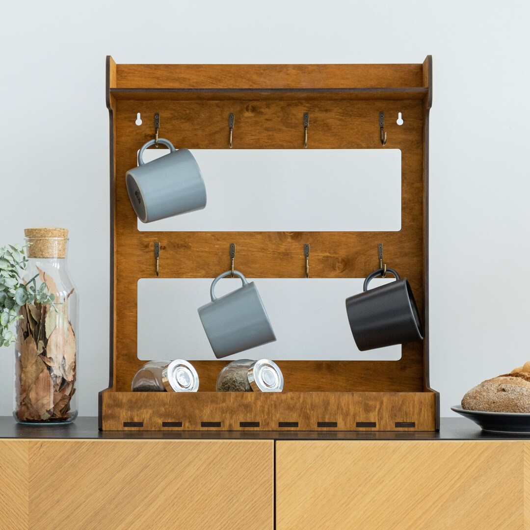 Coffee Mug Holder Stand, Coffee Mug Hanger, Wood Coffee Mug Holder