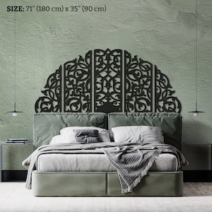 Marco de cama con mandala, cabecero de cama tamaño king montado en la pared, cabecero de cama tamaño queen con mandala, panel de madera tallada con loto, arte de pared de madera con mandala