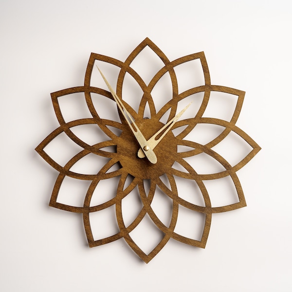 Flower Clock,Mandala Clock,Lotus Clock,Oversized Clock,Geometric Wall Clock,Modern Clock Wood,Minimalist Wall Clock,Decorative Wall Clock