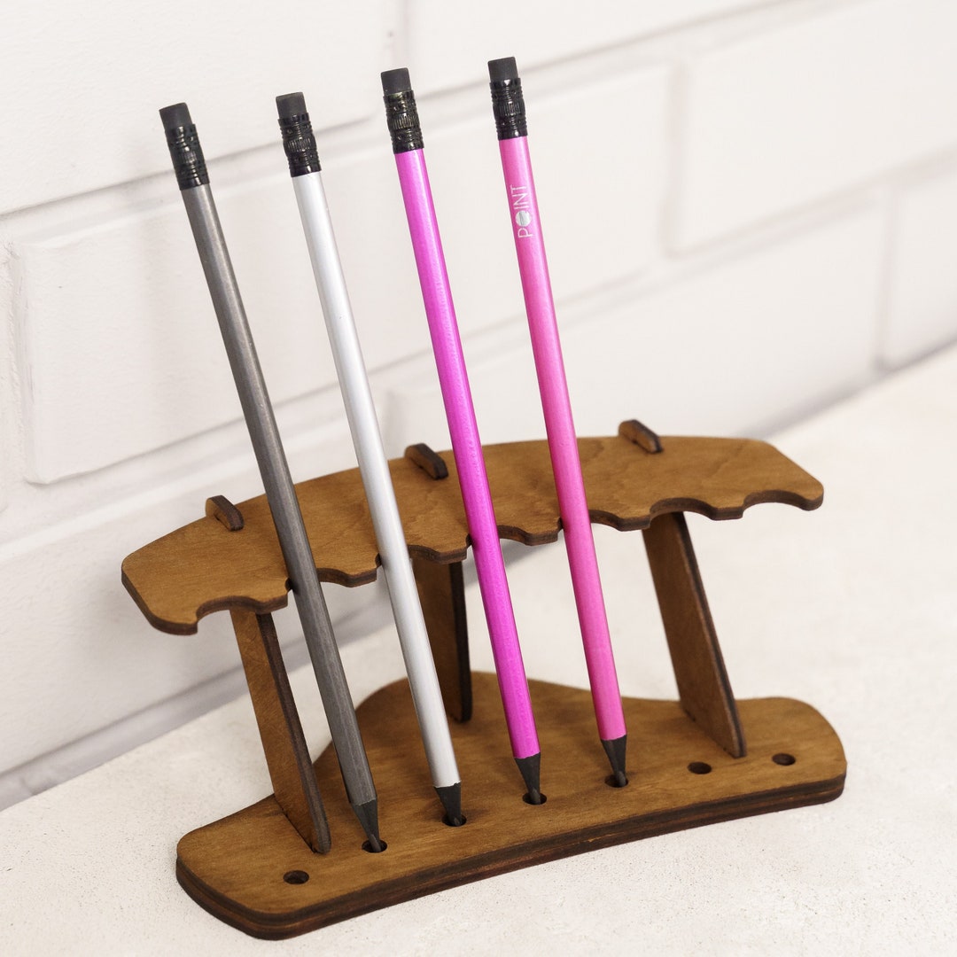 Curved Pen Holder, Multi Pen Holder, Pen Holder for Desk Wood, Vertical