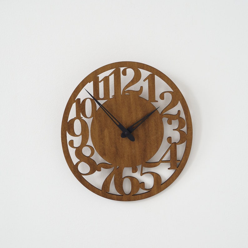 Oversized Wall Clock Woodmodern Wall Clockround Wall Etsy