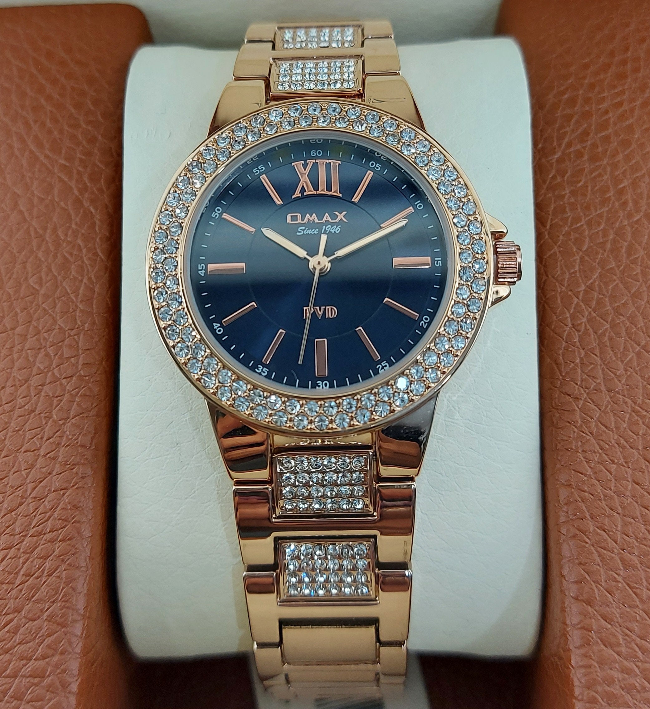 OMAX Women s Diamond Fashion Dress Watch With Diamond Studded Dial PVD Plating Wristwatch Etsy