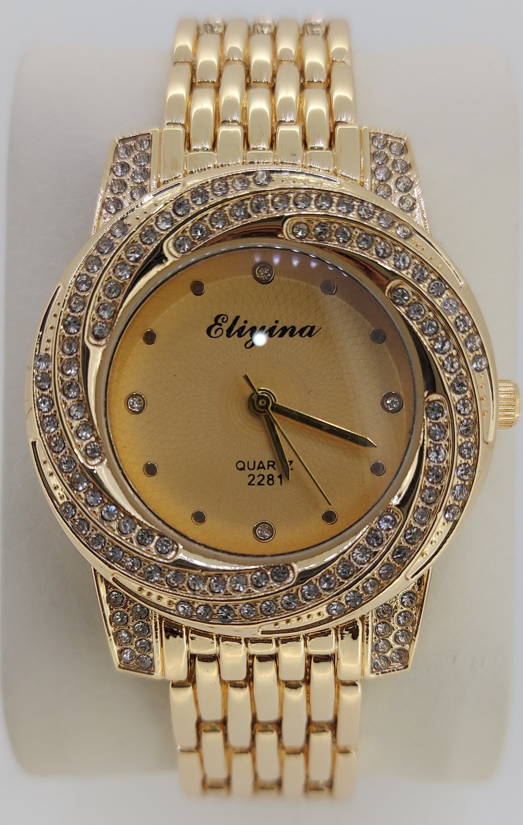 Eliyina Femme Diamant Bling Montre Or Argent Diamant Clout