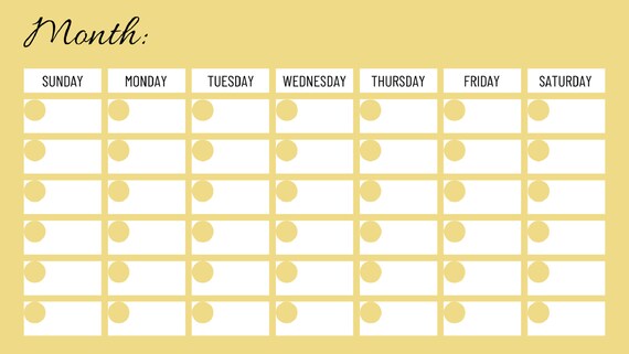 Fill-in Printable Monthly Calander Downloadable File - Etsy