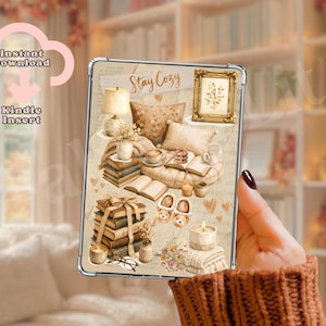 Kindle Insert Printable Instant Download | Clear Kindle Case Insert | Cozy Bookish Kindle Stickers | Digital Download for Kindle