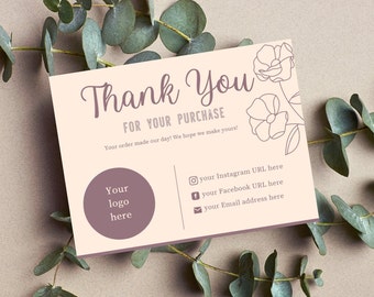 Thank you card editable template / Printable / instant download / Canva / Small Business Thank You Card / Thank You Card
