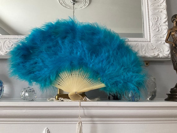 Vintage Feather Fan with lovely turquoise feather… - image 3