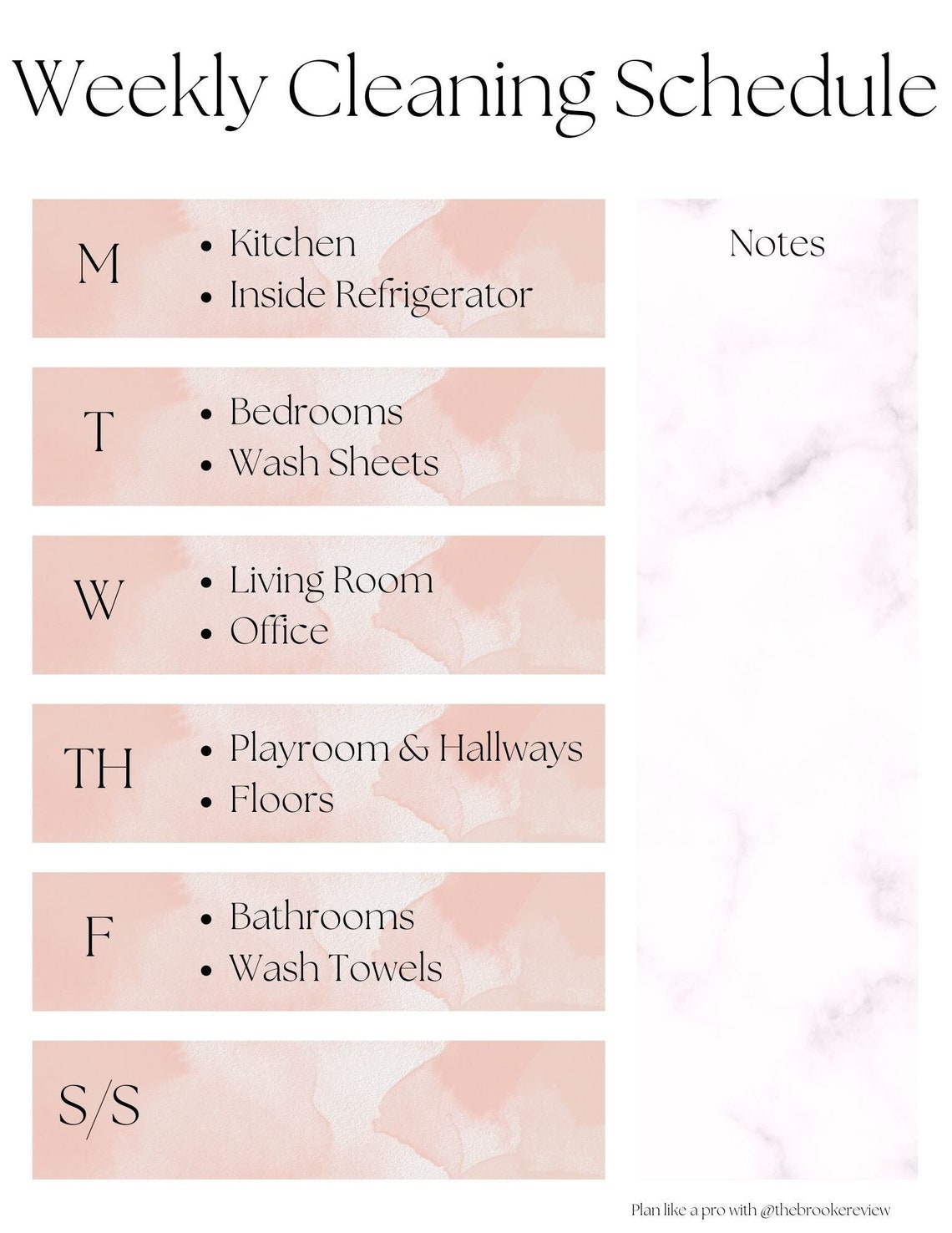 Weekly Cleaning Schedule Mom Planner Printable Download - Etsy