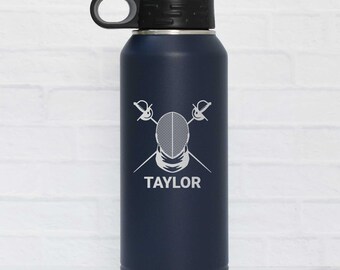 Personalized Fencing Bottle with Name | Fencer Gift | Customized Fencing Engraved Steel Water
