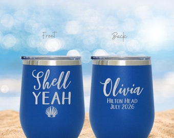 Personalized Beach Tumbler, Girls Trip Gift, Engraved Steel Cup