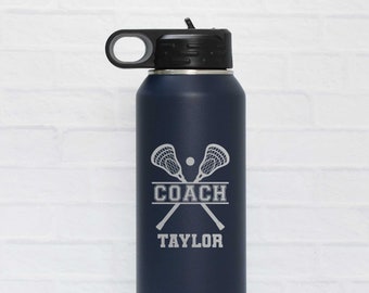 Personalized Lacrosse Coach Water Bottle: Engraved Stainless Steel Gift