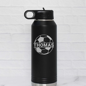 Personalized Soccer Steel Water Bottle with Name, Soccer Player Gift, Customized Soccer Gift